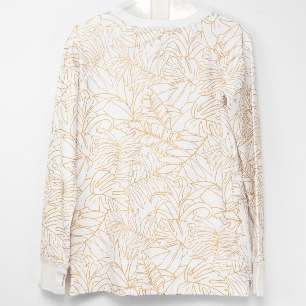 Tommy Bahama On Golden Frond Sweatshirt Pullover Gold Foil Leaf White Size XS - Picture 3 of 6